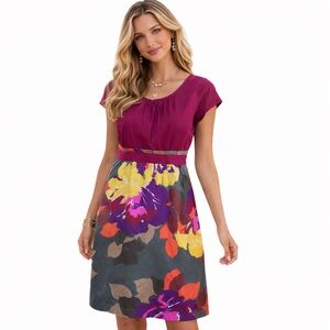 Boden 100% Silk Floral Shift‎ Dress | Bloomcore Romance Feminine Cottagecore